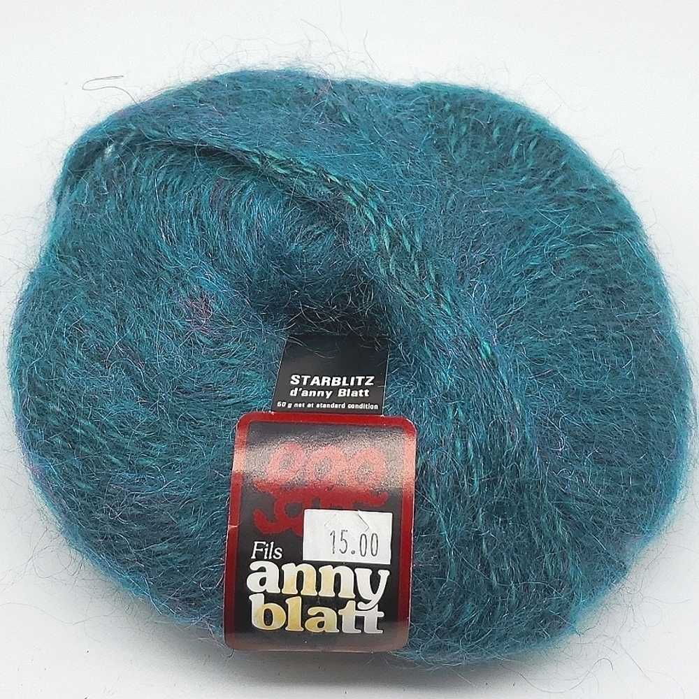 Anny Blatt French fils d'anny Starblitz Mohair Effect Yarn Iridescent Blue-Green